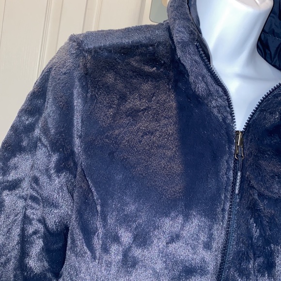 Women's North Face dark blue zippered reversible, coat,jacket, soft ,sz XS - Picture 6 of 16